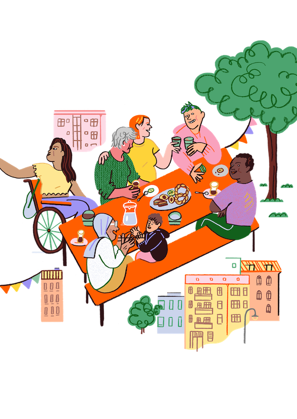 Lange Tafeln campaign illustration by Kati Szilágyi, from Nika van Olst’s case study.